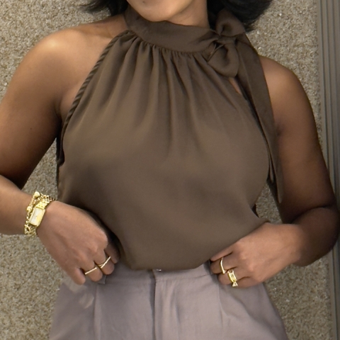 Blusa em chiffon Monya Marrom - comprar online