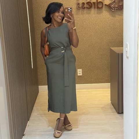 Vestido marrante cinto Verde - comprar online