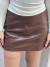 Mini Saia de Couro Marrom - comprar online