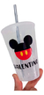 12 Vasos Mickey Plasticos Transparentes Nombre Sorbete 400cc