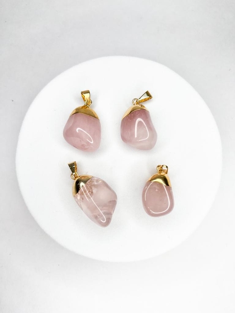 PINGENTE ROLADO QUARTZO ROSA