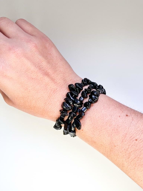 PULSEIRA DE CASCALHO OBSIDIANA NEGRA