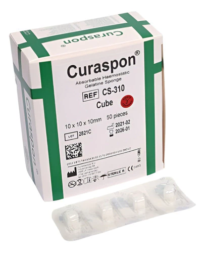 Esponja Hemostática De Gelatina 10x10x10mm Cubo 10 Unidades