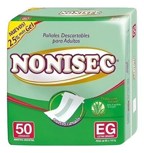 Nonisec Pañales Clásicos Adultos Rectos Con Gel Eg X 50 Und