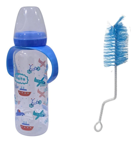 Combo Mamadera Natural Con Asas + Cepillo Limpia Mamadera