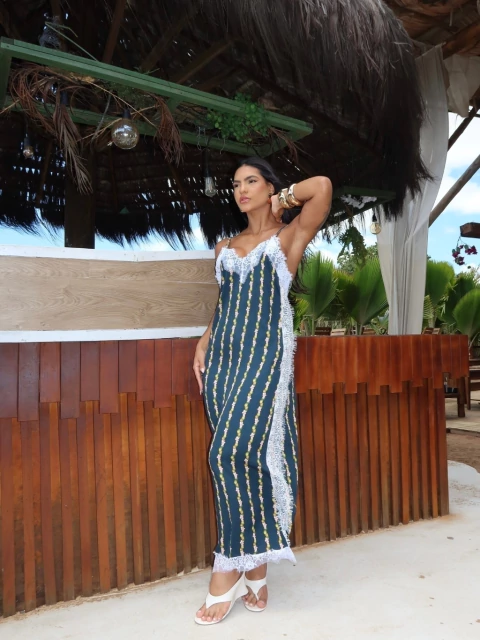 Vestido Longo Itália - Azul - comprar online