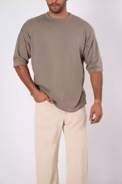 REMERA TEJIDA SPOT MARRON (R184) - tienda online