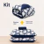 Kit Cama Casal Geométrico Azul: Lençol 3 Peças + Edredom