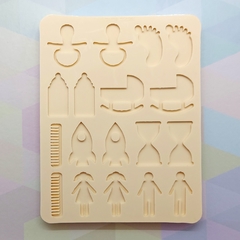 Molde Coleção com 8 Modelos Diversos - Artigos de Bebê e Outros - 16 Cavidades - 4 cm