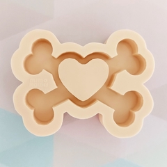 Molde SHAKER - Ossos com Coração (7cm) - Tampa, Acetato e Espelho Compatíveis