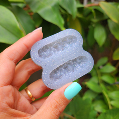 Molde para Presilha de Cabelo Arredondado (5cm) - Textura de Pedras com Efeito Cristal - 2 cavidades na internet