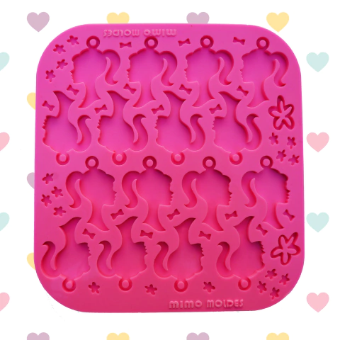 Molde de Pingentes Barbie OLD com lacinho - 3cm com argola furada - 16 cavidades