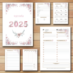 MIOLO IMPRESSO - Agenda 2025 Floral com Versículos - 2 dias por página (ESCOLHA O TAMANHO E FURAÇÃO)