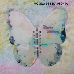 Imagem do Miolo + Arame - Formato de Borboleta - Pautado com Borboletas - ESCOLHA Wire-o ou Espiral
