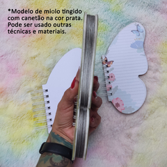 Miolo + Arame - Formato de Borboleta - Pautado com Borboletas - ESCOLHA Wire-o ou Espiral - loja online