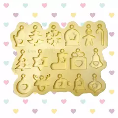 [BAZAR] Molde 16 Pingentes Natalinos (2,5cm) - 16 Modelos Diferentes