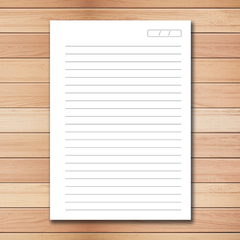 MIOLO IMPRESSO - Caderno Pautado Simples - (ESCOLHA O TAMANHO E FURAÇÃO) - comprar online