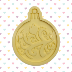 Molde de Bola Decorada G (8cm) - Arabescos - Decoração para Árvore de Natal Bola com furo - 2 camadas ou vazada [B18]