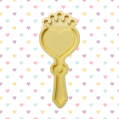 Molde de Espelho Coração com Coroa (15cm) Espelho de Mão