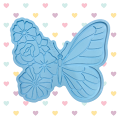 Molde de Borboleta com Flores para Decoração em 2 camadas Efeito Vitral - 30cm