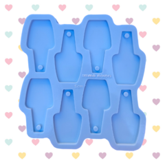 Molde para Chaveiros e Pingentes de Esmalte Tradicional com Furo (5cm) - 8 cavidades