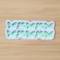 Molde Borboleta Asa Frisada (2,5cm) - 10 cavidades - Mini Pingentes - Com furo