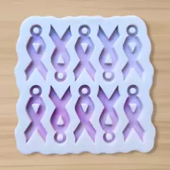 [BAZAR] Molde Laço Outubro Rosa Vazado (2,5cm) - 10 cavidades - Mini Pingentes - Setembro Amarelo