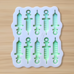 Molde Seringa (2,5cm) - 10 cavidades - Mini Pingentes - Injeção Farmácia Enfermagem