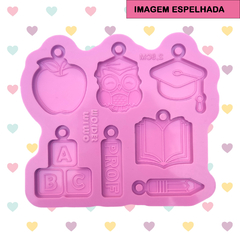 Molde Dia dos Professores (2,5cm) - 7 cavidades - Mini Pingentes com argola