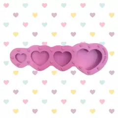 [BAZAR] Molde Coração para Jóia Afetiva - 4 Cavidades - 3,5cm, 2,5cm e 1,5cm - Colar, Chaveiro, Pingente