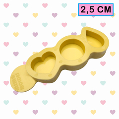 Molde Coração, Círculo e Gota para Joia Afetiva - 3 cavidades - 2,5cm - Colar, Chaveiro, Pingentes