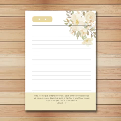 MIOLO IMPRESSO - Caderno Floral com Versículos AMARELO - (ESCOLHA O TAMANHO E FURAÇÃO)