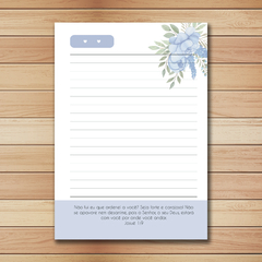 MIOLO IMPRESSO - Caderno Floral com Versículos AZUL - (ESCOLHA O TAMANHO E FURAÇÃO)