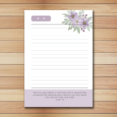 MIOLO IMPRESSO - Caderno Floral com Versículos LILÁS - (ESCOLHA O TAMANHO E FURAÇÃO)