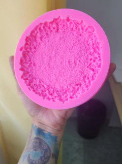 Molde Porta Copos (13cm) (Meio Crespo) Redondo com Textura de Pedras com Efeito Cristal na internet