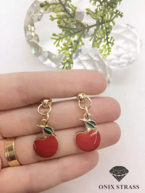 PAR PINGENTE REF Z-2207 (MAÇÃ) PRONTA ENTREGA - (13446-7)