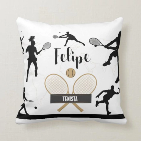 Almofada Decorativa Raquete Tennis Presente Tenista com Nome