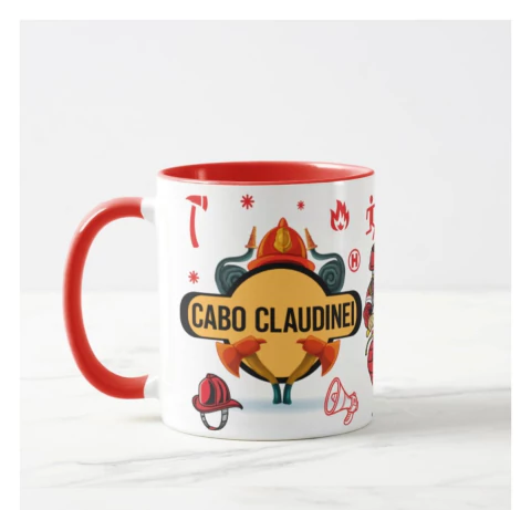 Caneca Personalizada Criativa do Corpo de Bombeiros com Nome