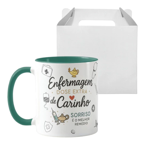 Caneca Personalizada Enfermagem Presente com Dose de Carinho