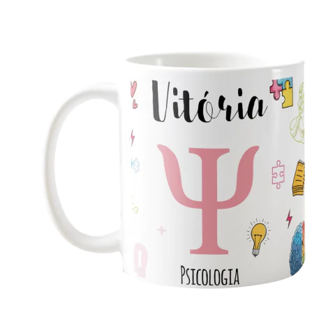Caneca Personalizada com Nome Profissão Psicologia Psicólogo
