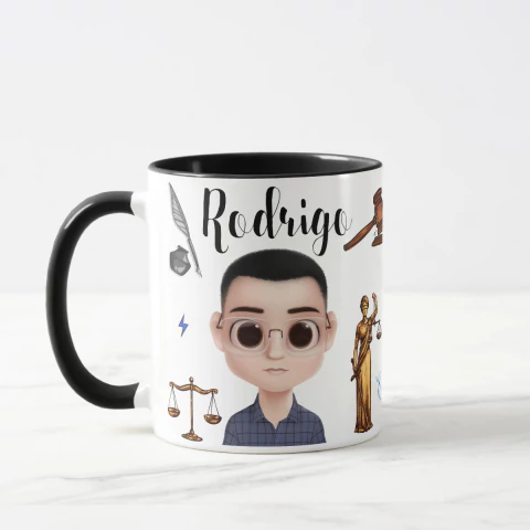 CANECA PRETA DIREITO PERSONALIZADO COM NOME E AVATAR