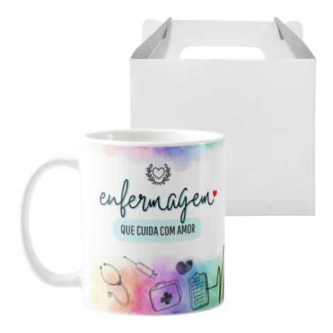 Caneca Profissão Enfermagem Hospital Que Cuida com Amor