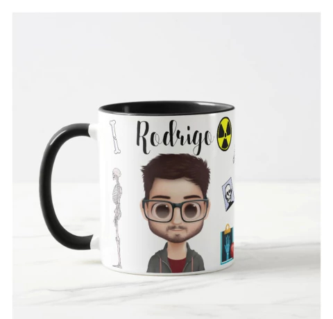 Caneca Radiologia Raio-X Personalizada com Nome e Avatar