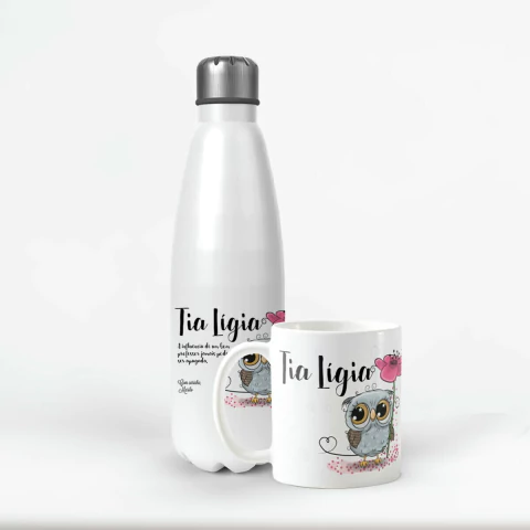 Conjunto Garrafa Térmica e Caneca para Professora com Nomes