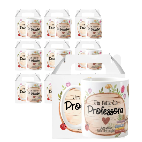 Kit Dia Das Professoras 10 Canecas Presente Alunos Escola