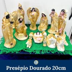 Presépio de Natal Dourado em Gesso 20cm