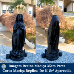 Imagem de Nossa Senhora Aparecida de Resina maciça 35cm Preta com Coroa Réplica de Nossa Senhora Aparecida