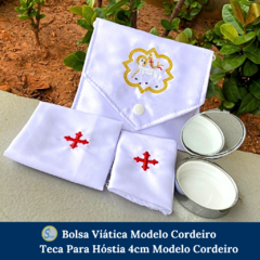 Bolsa Viático Sanguíneo Corporal Ministro Eucaristia e Teca para Hóstia 4cm modelo Cordeiro na internet