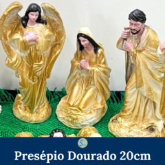 Presépio de Natal Dourado em Gesso 20cm - comprar online