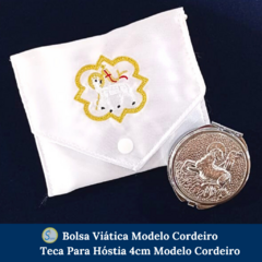 Bolsa Viático Sanguíneo Corporal Ministro Eucaristia e Teca para Hóstia 4cm modelo Cordeiro - comprar online
